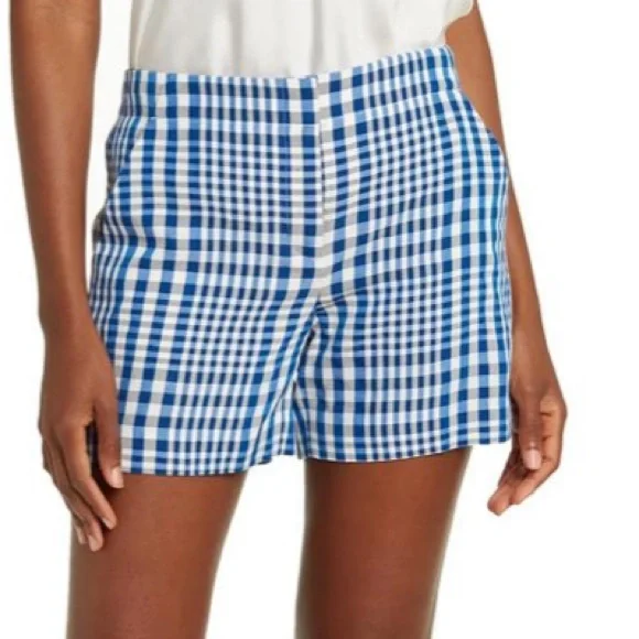NWT Theory Blue and White Plaid Shorts - Picture 1 of 4